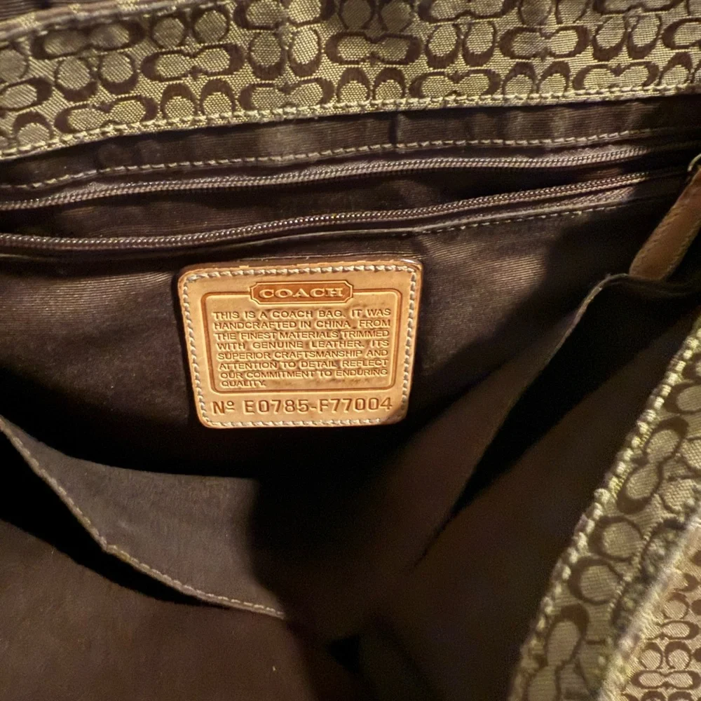 Coach Signature Brown and Tan Messenger Bag